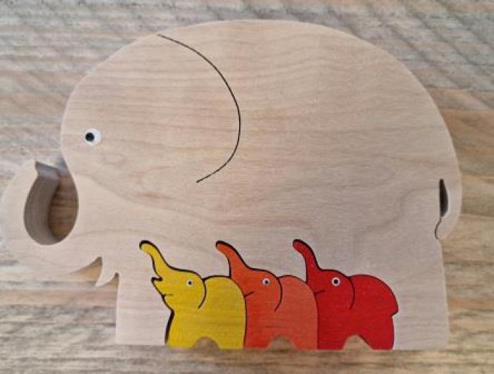 Ecobos puzzel olifant met 3 jongen.