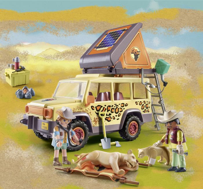 Playmobil Wiltopia Met de terreinwagen bij de leeuwen