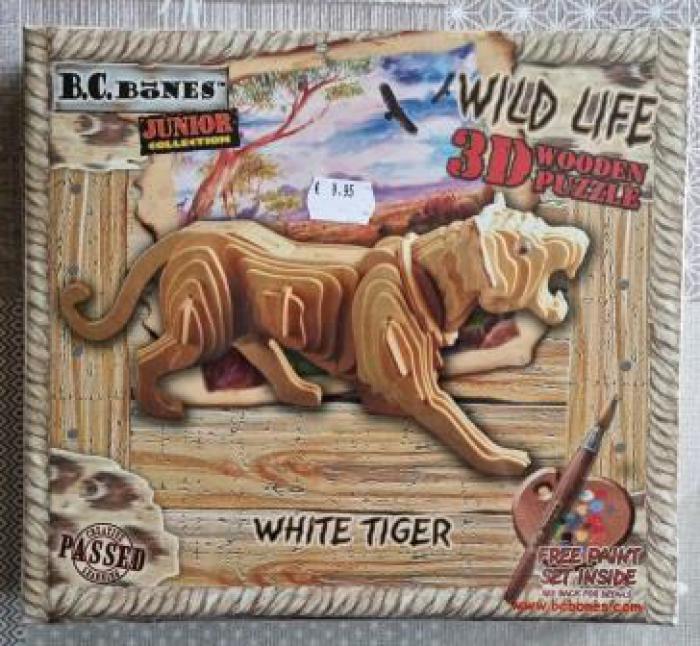 3D puzzel Witte tijger hout