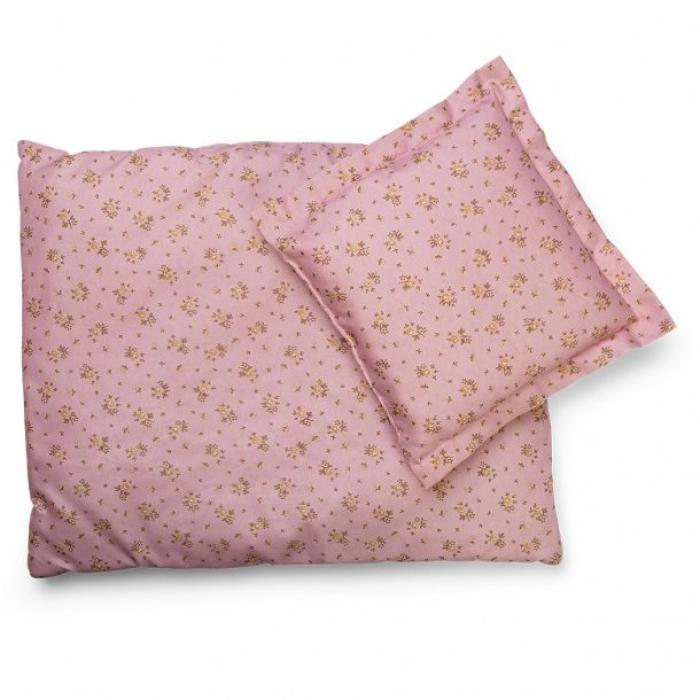 Mamamemo bedset roze met bloemen voor bed/wieg 40 cm